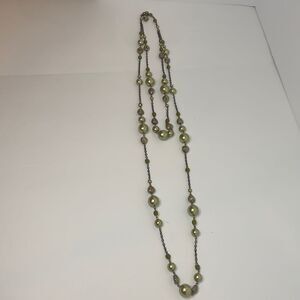 Green Brown Double Strand Stone Bead Necklace‎